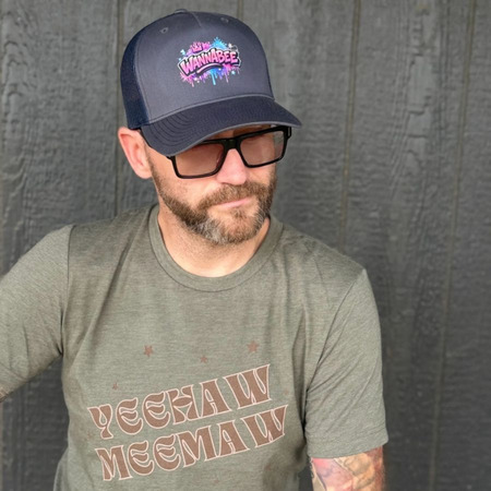 WANNABEE Graffiti CAP, a Ombre Blue/ Navy Printed Five-Panel Trucker Cap