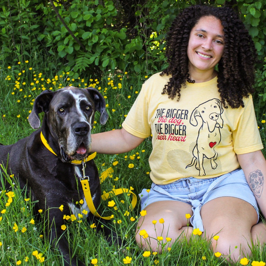 The bigger the dog, the bigger their heart, a Heather Yellow Gold Premium Unisex Tee