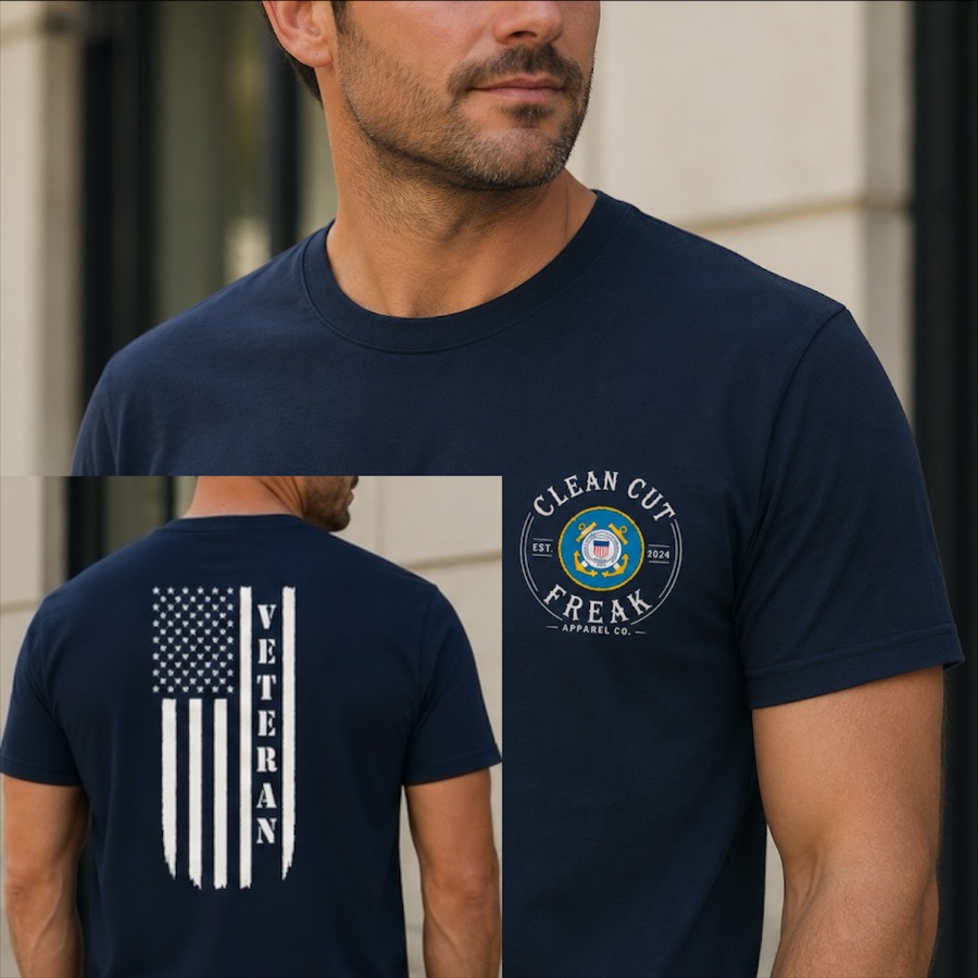 USCG Veteran, a Black Premium Cotton Tee
