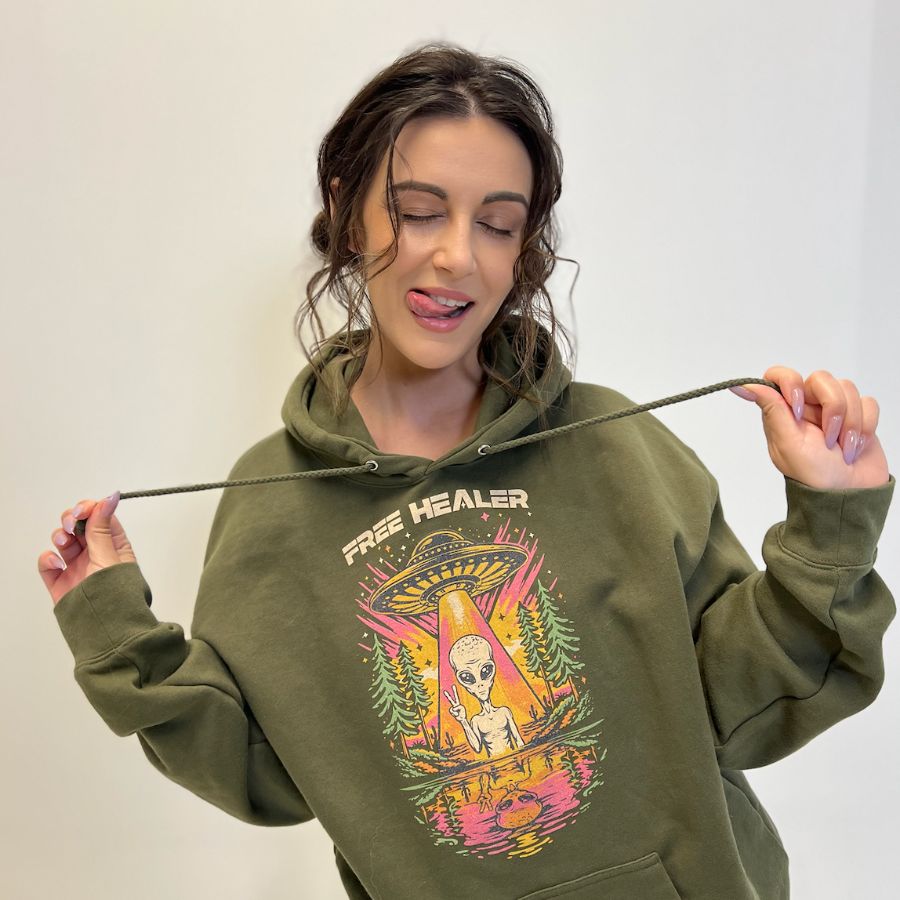 FREE HEALER, a Army Heavyweight Pullover Hoodie