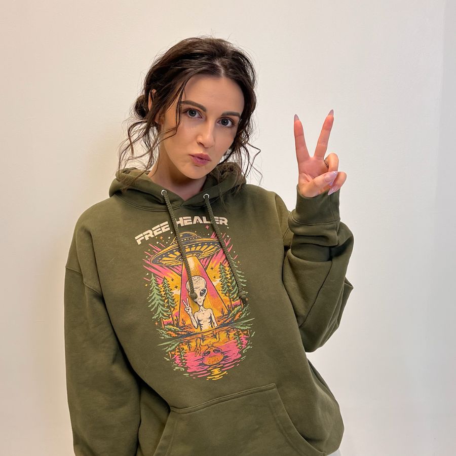 FREE HEALER, a Army Heavyweight Pullover Hoodie