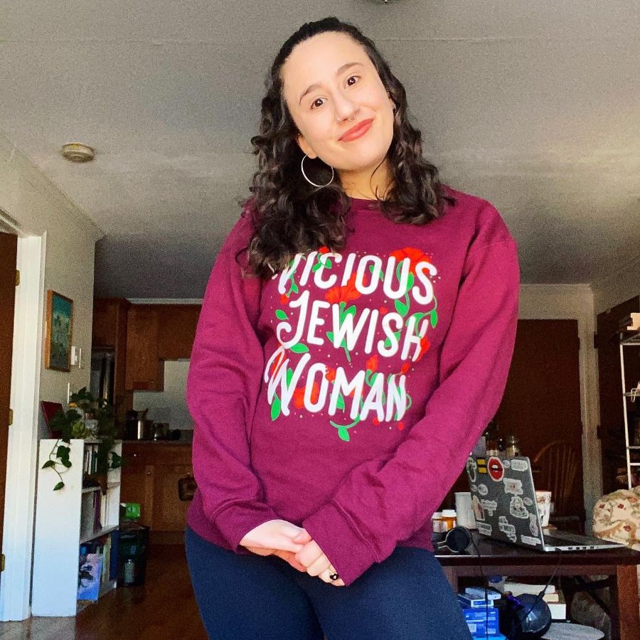 Vicious Jewish Woman, a Maroon Crewneck Sweatshirt