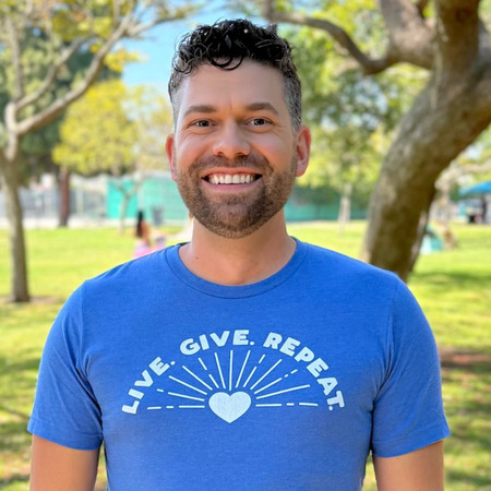 Live. Give. Repeat. (Adult Tee), a Heather True Royal Premium Unisex Tee