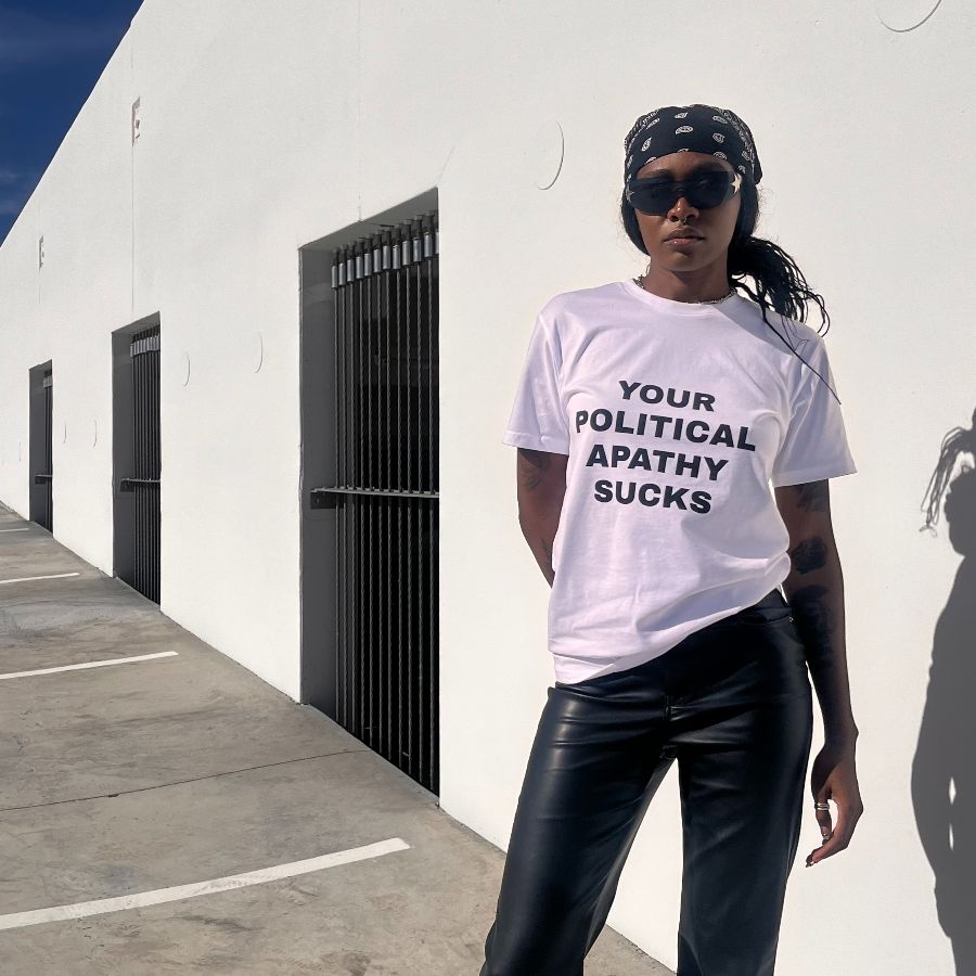 [WHITE TEE] YOUR POLITICAL APATHY SUCKS&nbsp;, a White Classic Unisex Tee