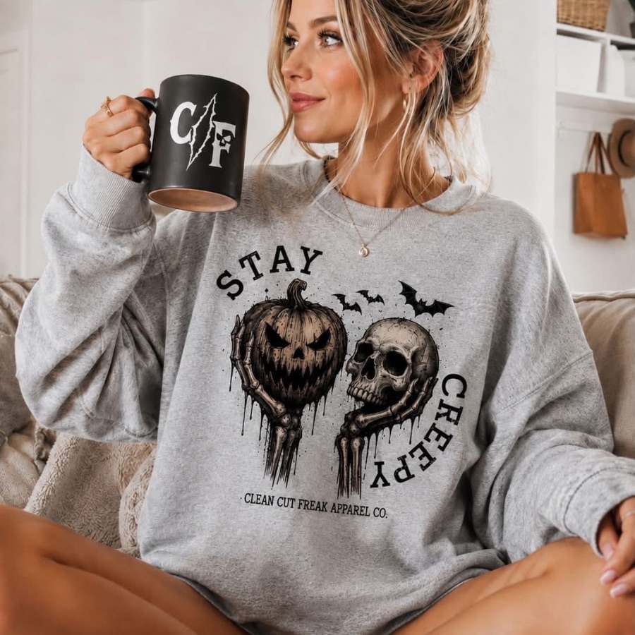 Stay Creepy, a Athletic Heather Premium Unisex Tee