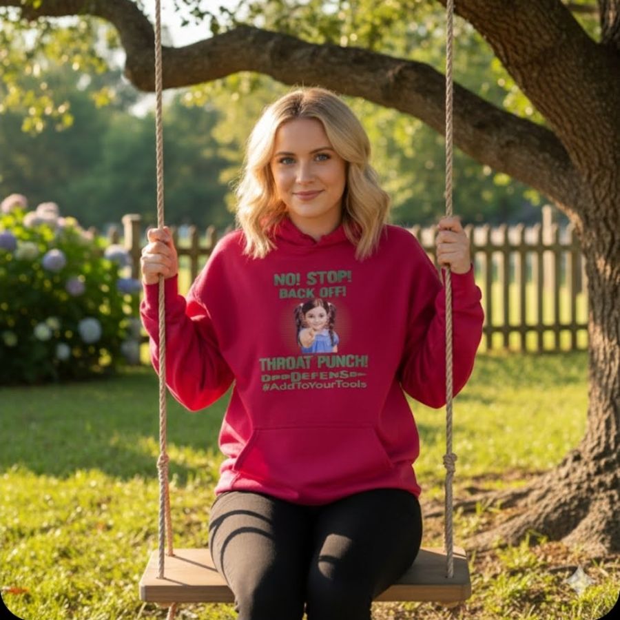 Little Girl Throat Punch DPPDefense, a Cardinal Red Pullover Hoodie