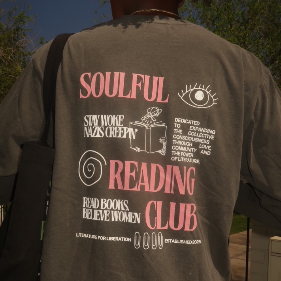 Soulful Reading Club Pocket Sleeve Tee, a Black Comfort Colors Long Sleeve Pocket Tee