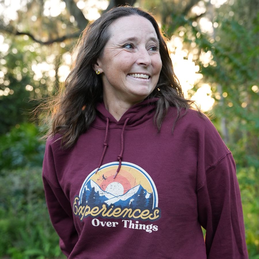 Experiences Over Things Fall 2023, a Maroon Pullover Hoodie