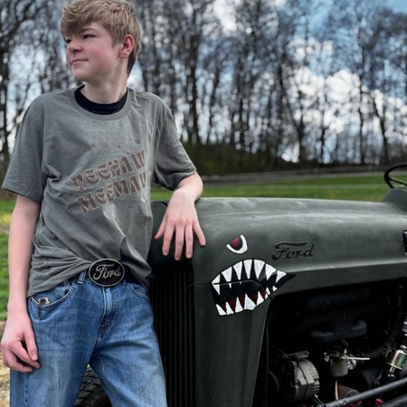 Brown YEEHAW MEEMAW Apparel&nbsp;, a Heather Military Green Premium Unisex Tee