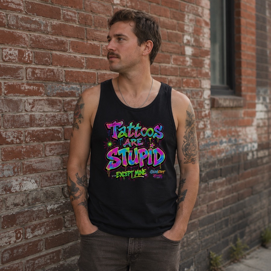 Tattoos Are Stupid, a Deep Black Allmade Eco Triblend Tank