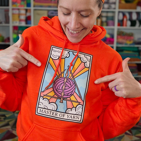 Master of Yarn Tarot Card Apparel, a Orange Pullover Hoodie