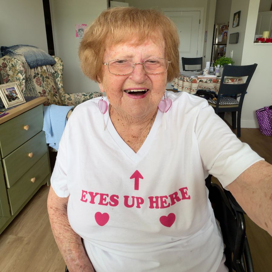 eyes up here, a Solid White Blend Premium Unisex Tee