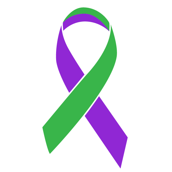 Green and purple colored Anal Cancer ribbon