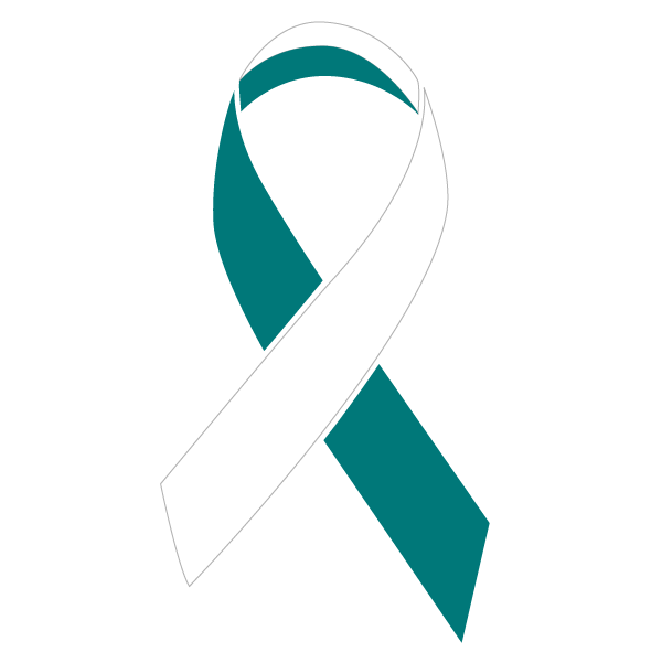 Teal and White colored Cervical Cancer ribbon
