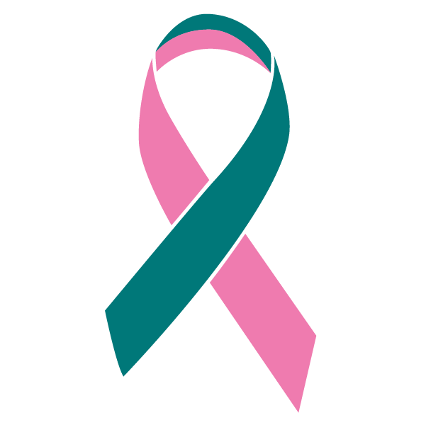Teal and pink colored Gynecological Cancer ribbon