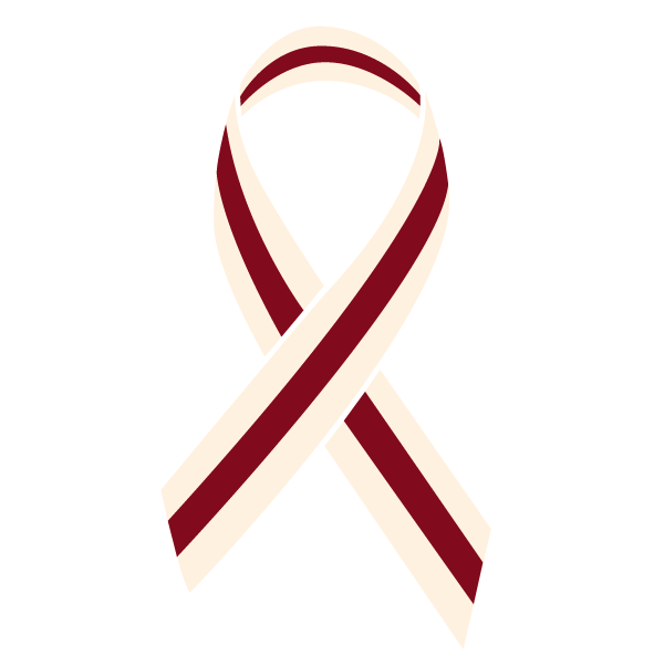 Ivory, Burgundy, and Ivory colored Laryngeal Cancer ribbon