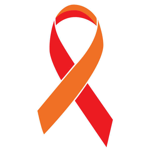 Orange and red colored Myeloproliferative Disorder ribbon