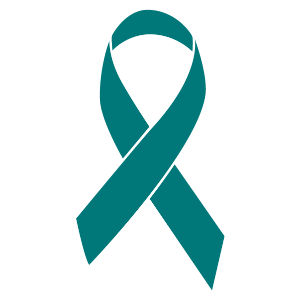 Teal colored Ovarian Cancer ribbon