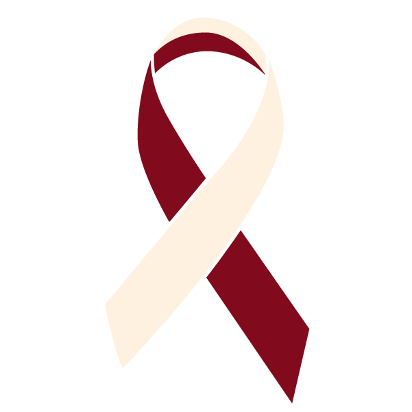 Burgundy and Ivory colored Throat Cancer ribbon