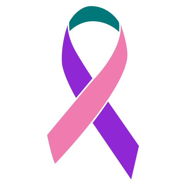 Purple, teal, and pink colored Thyroid Cancer ribbon