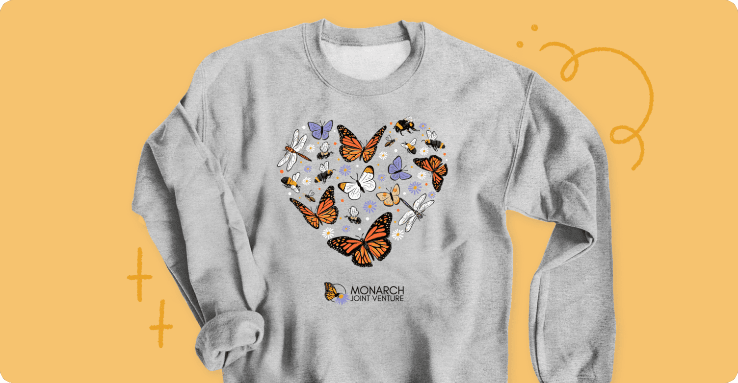Monarch Butterfly & Pollinator Love t shirt fundraiser.