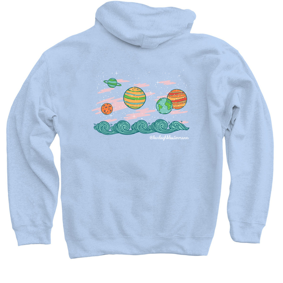 Back view of the It’s happy life hoodie created by Karleigh Klostermann