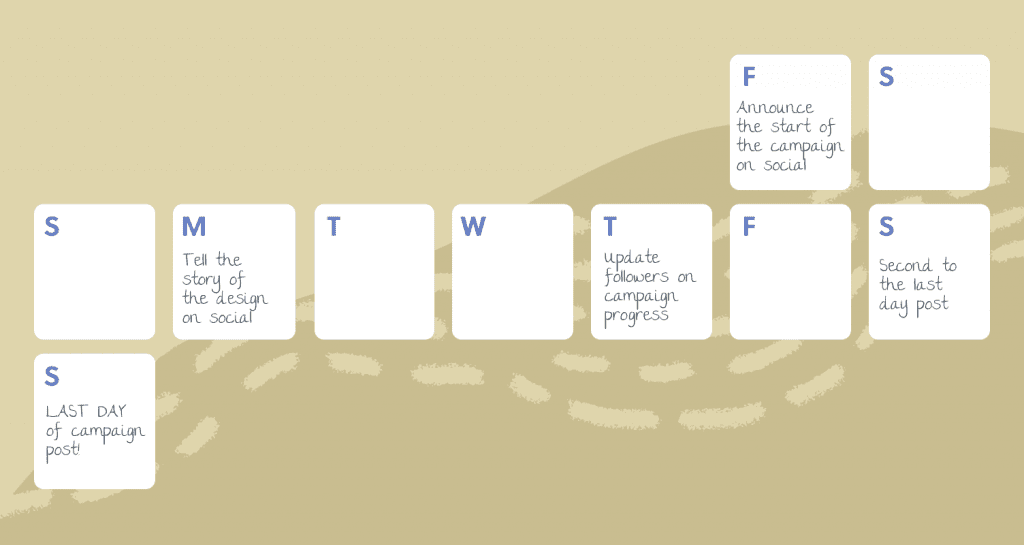 Promotion calendar for promoting Bonfire campaigns.