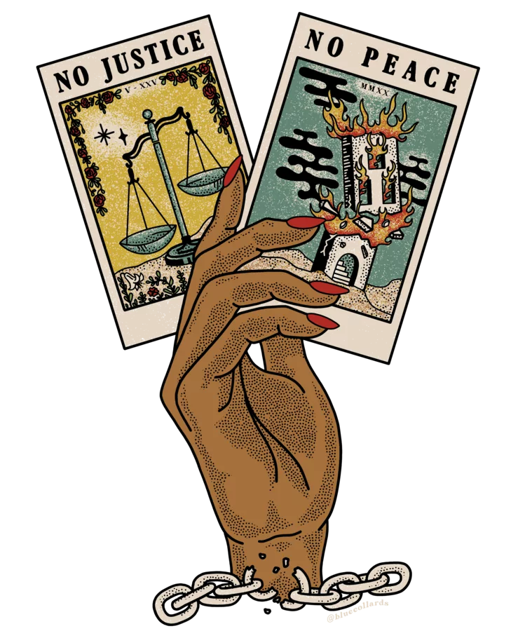 The No Justice No Peace t-shirt design created by Manda Sesko.