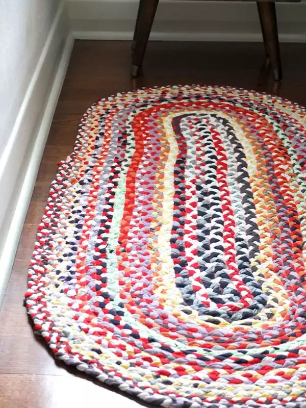 A rug made out of recycled t-shirts