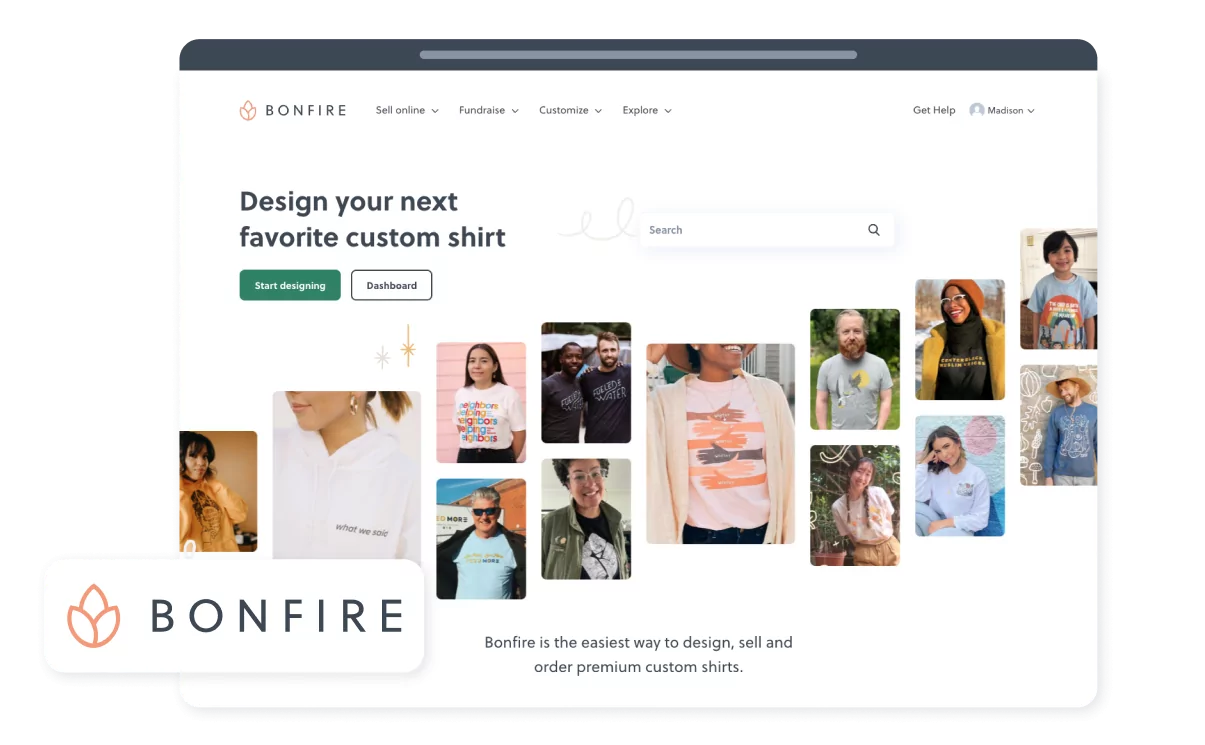 Bonfire is an online print-on-demand platform where creators can design, sell, and buy custom products.