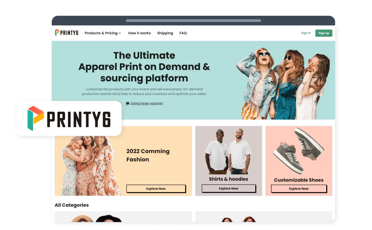 Printy6 is a print-on-demand platform that enables creators to design and sell custom products online.