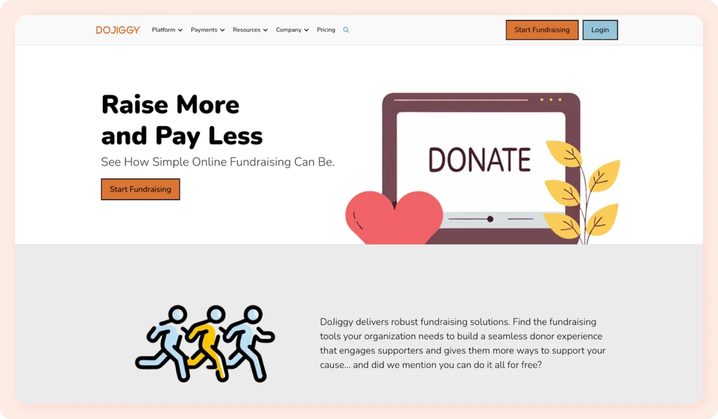 A screenshot of the Dojiggy homepage.