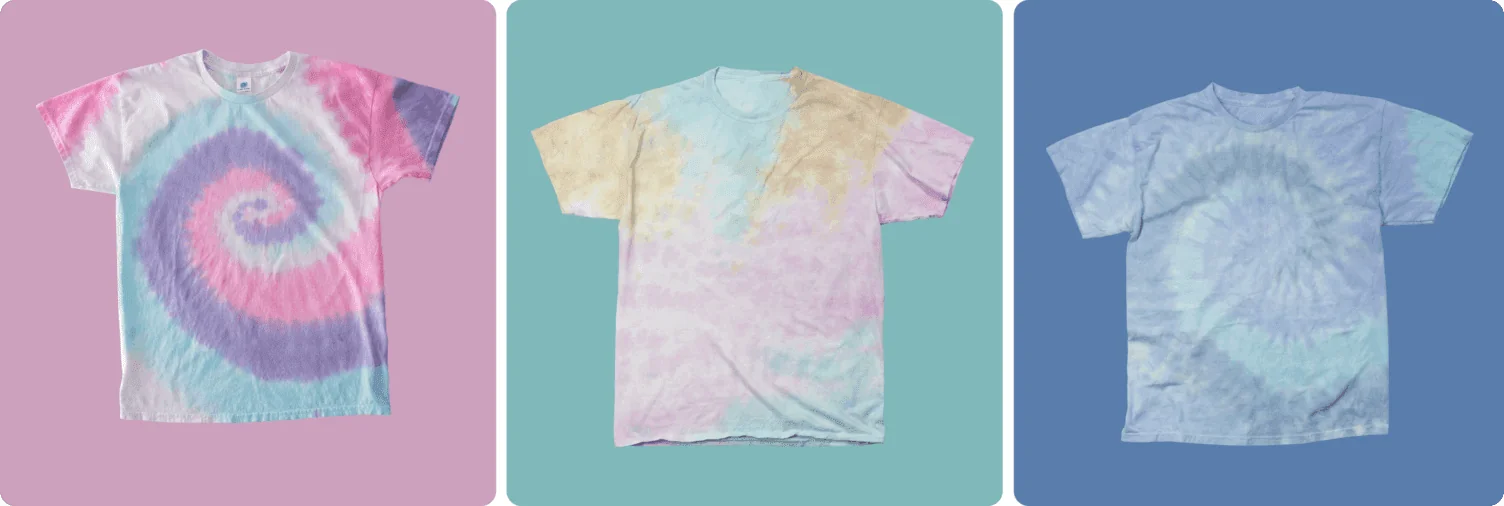 The Classic Tie Dye Tee shown in various colors