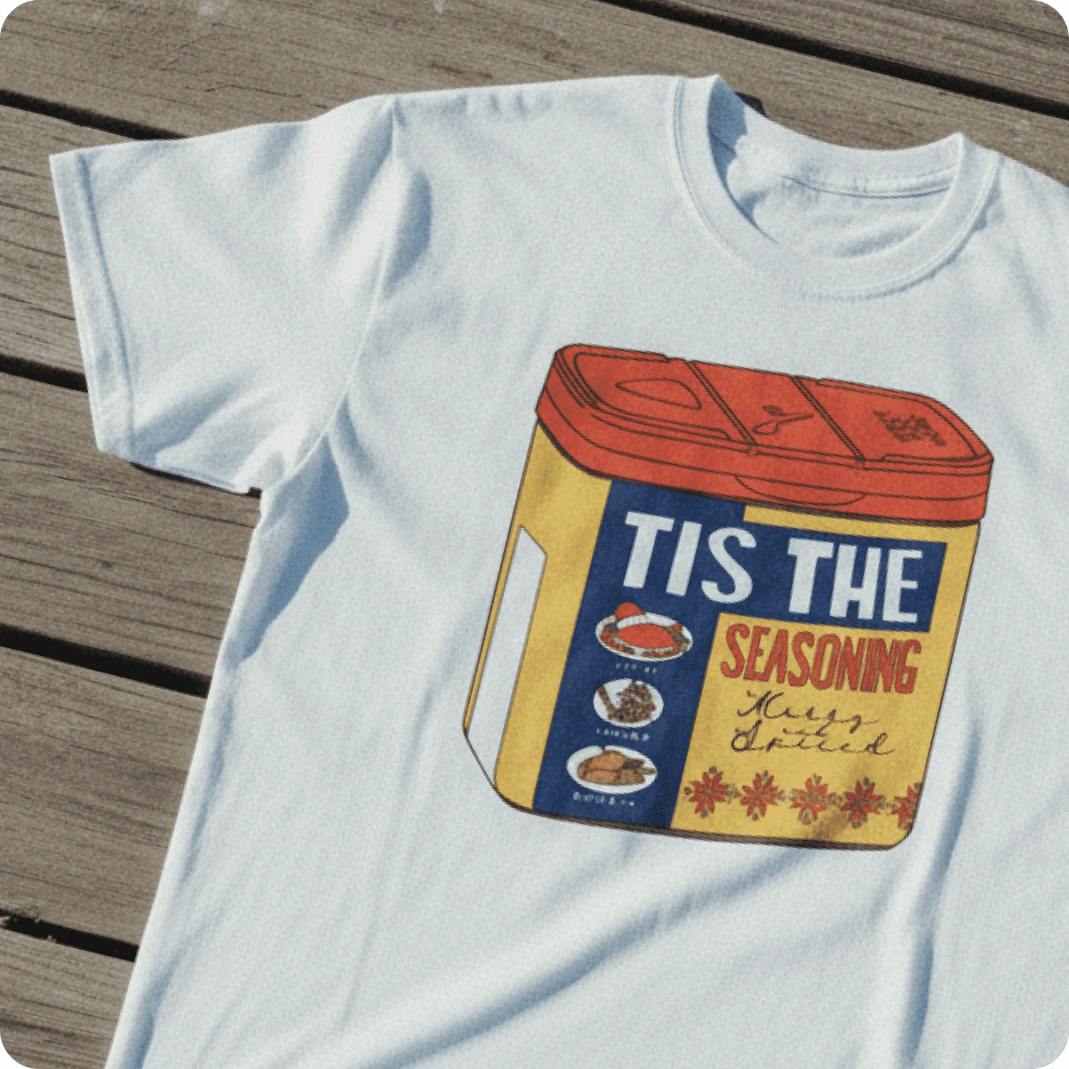 T-shirt featuring whimsical hand-drawn illustration with imperfect, organic lines.